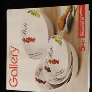Gourmet Pasta Service Set 365 Ceramic Gallery 5 Pc Italian